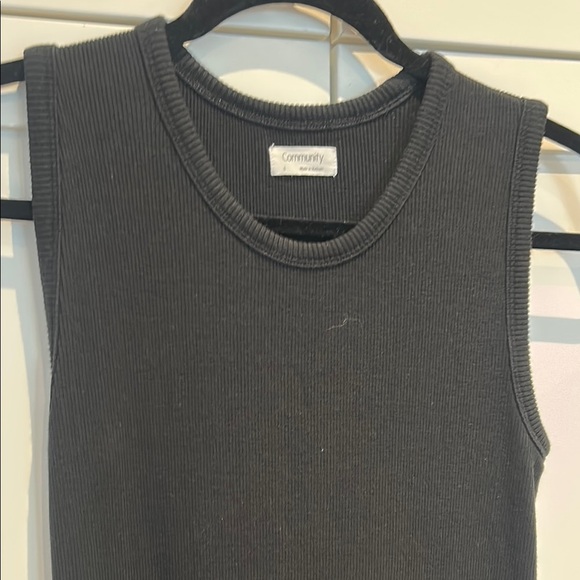 Aritzia Community Black Crew-neck Tank Ribbed Knit Sleeveless Midi Dress Size S - Picture 3 of 14